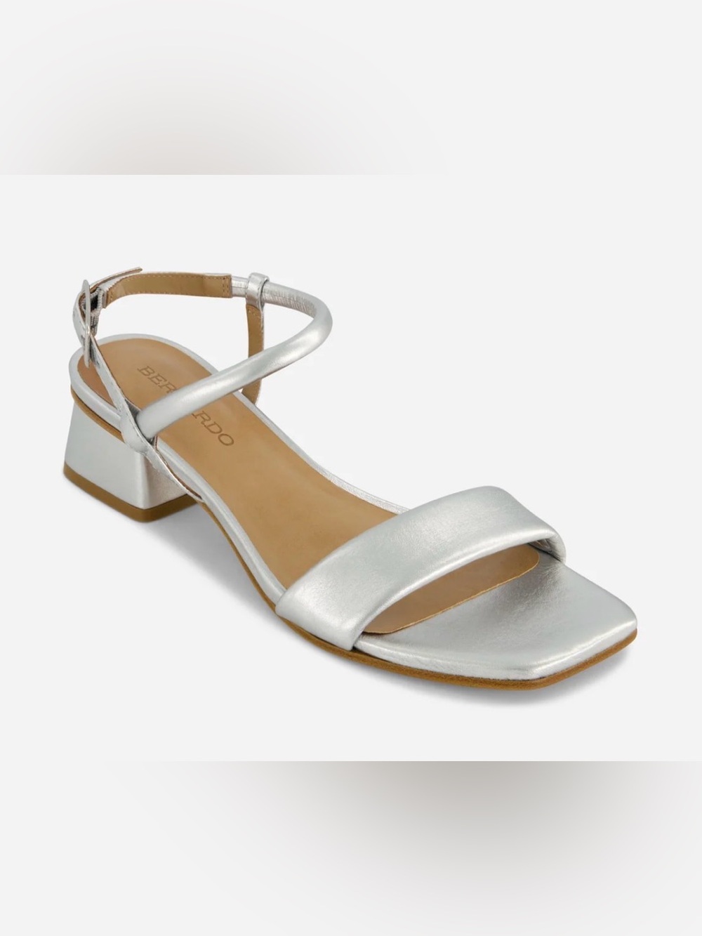 Bernardo Josei Metallic Silver Leather Low Heel Sandals Size 10 - Picture 2 of 6